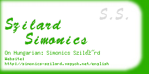 szilard simonics business card